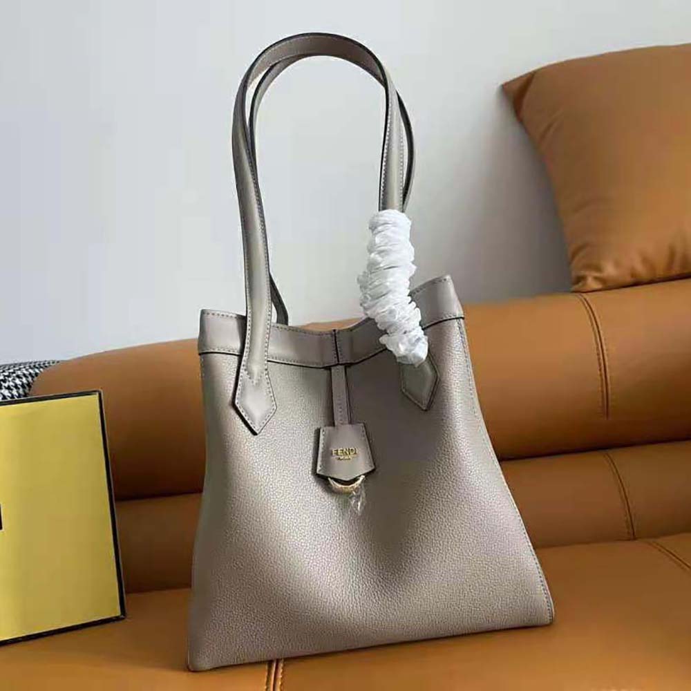 Close-up detail of silver hardware on Fendi Origami Medium Bag