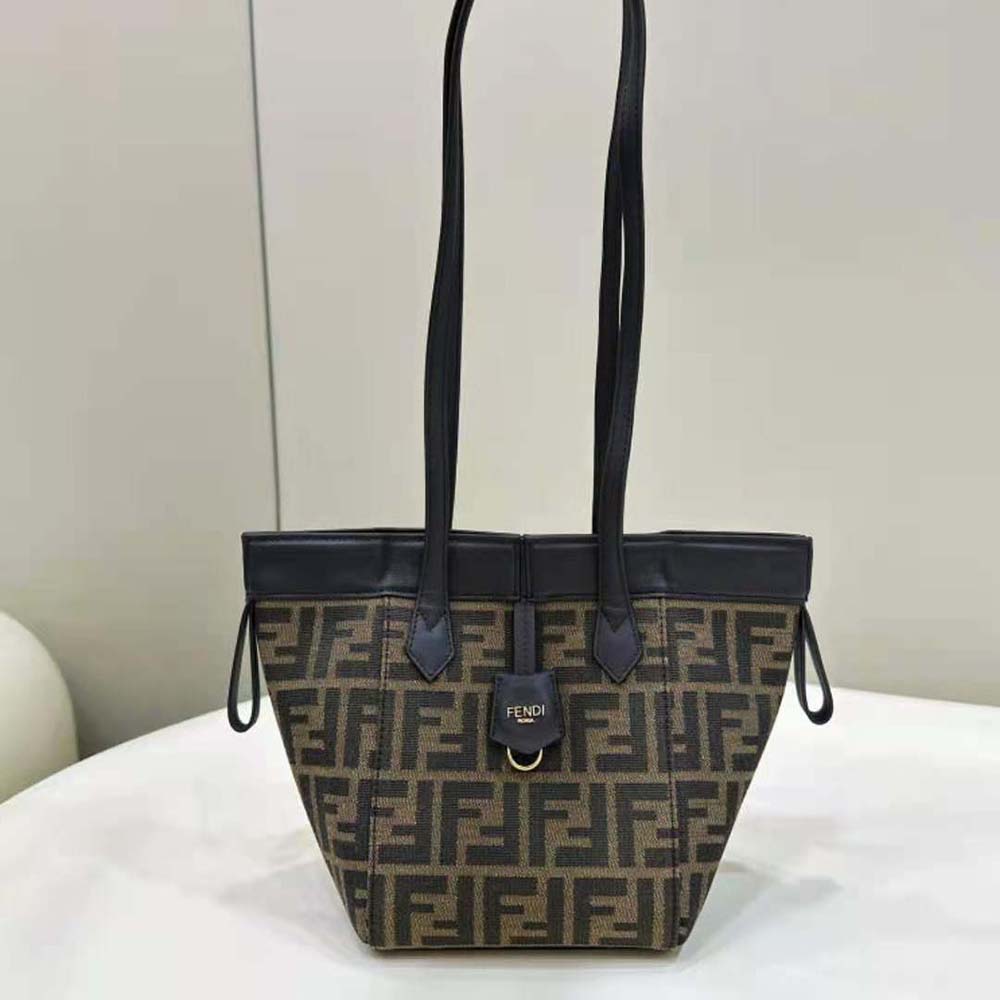 Fendi Women Origami Mini Brown FF Jacquard Fabric Mini Bag That Can be Transformed - image 4