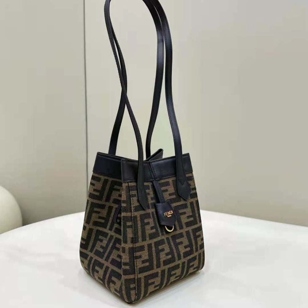 Fendi Women Origami Mini Brown FF Jacquard Fabric Mini Bag That Can be Transformed - image 5