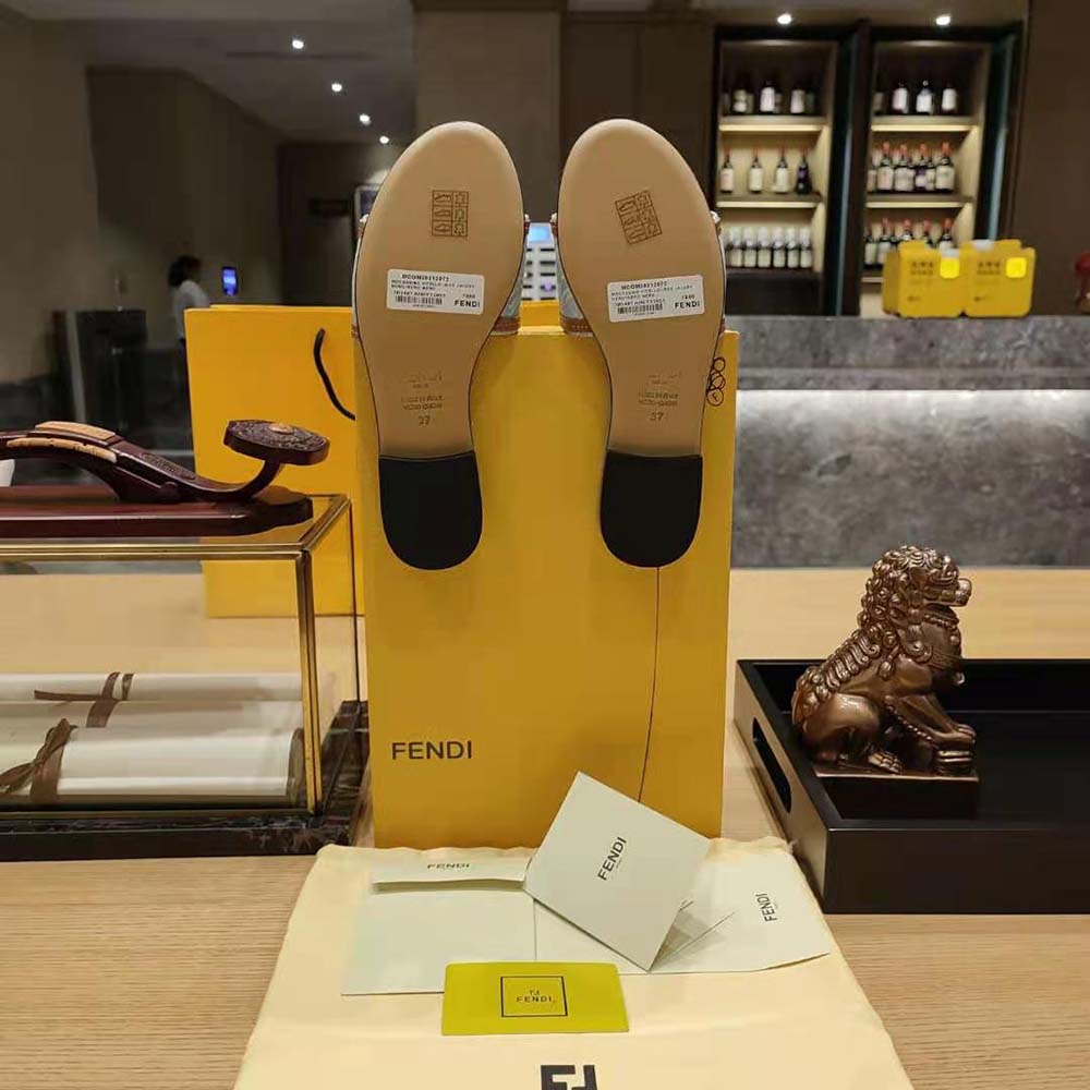 Fendi Women Signature Light Blue Denim Slides - image 10