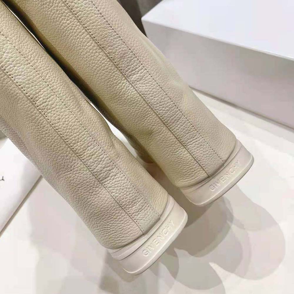 Givenchy Women Shark Lock Biker Boots in Grained Leather-Beige - image 9