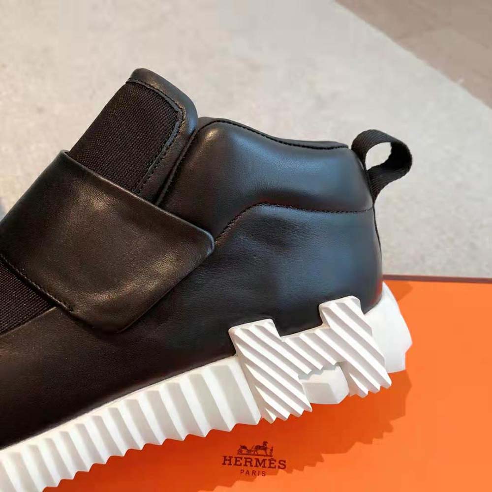 Hermes Men H Sneaker in Stretch Canvas and Calfskin-Black - image 9