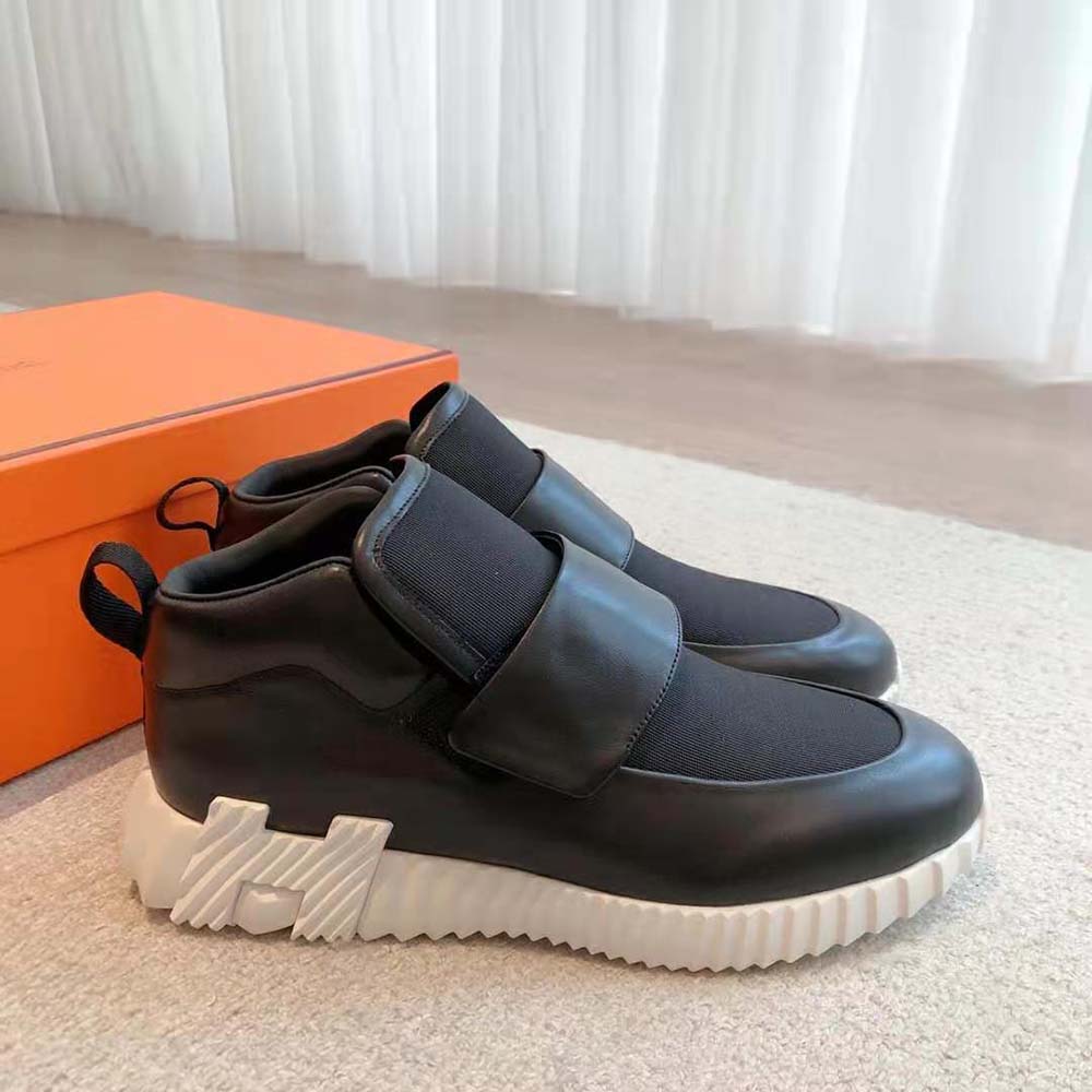Hermes Men H Sneaker in Stretch Canvas and Calfskin-Black - image 4