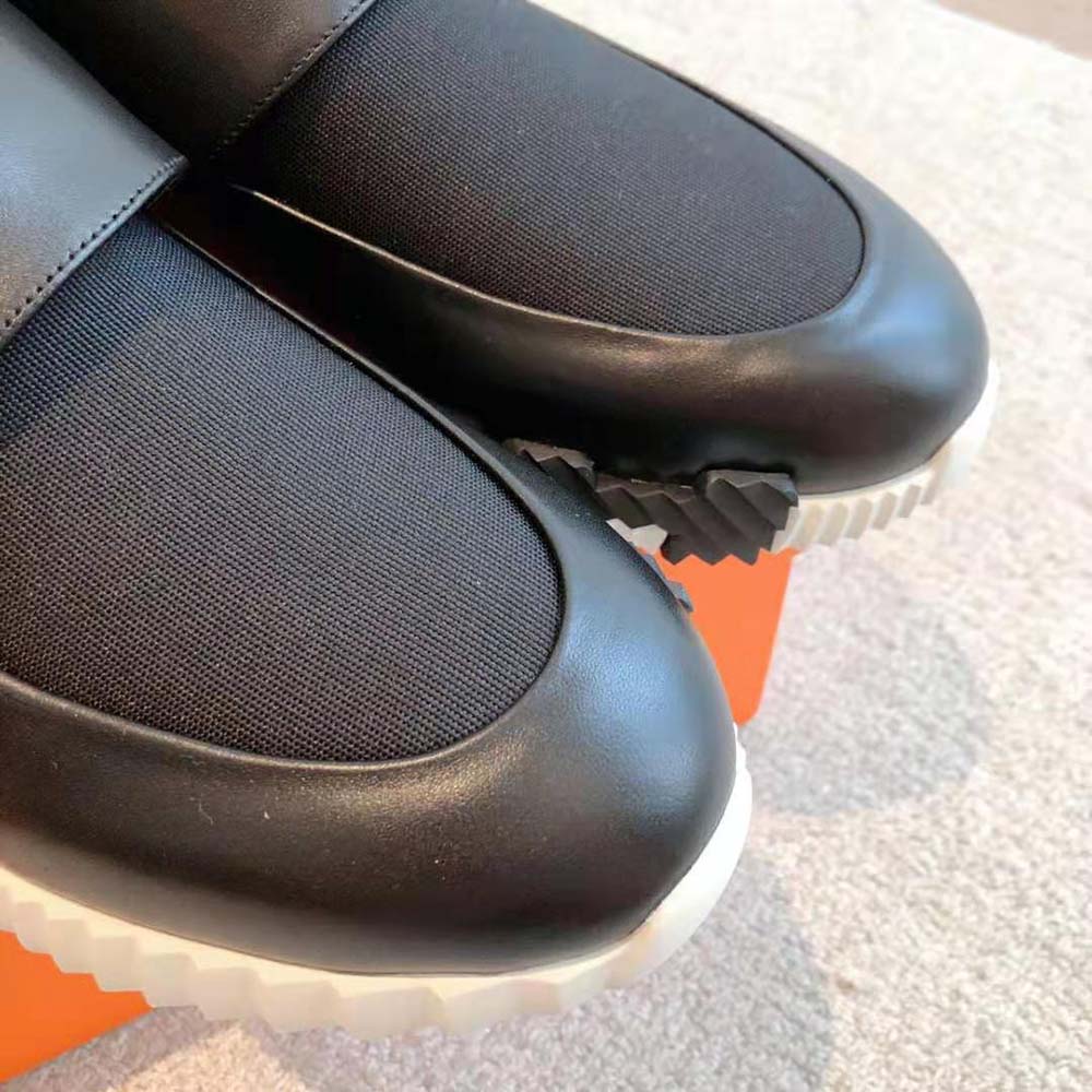 Hermes Men H Sneaker in Stretch Canvas and Calfskin-Black - image 7