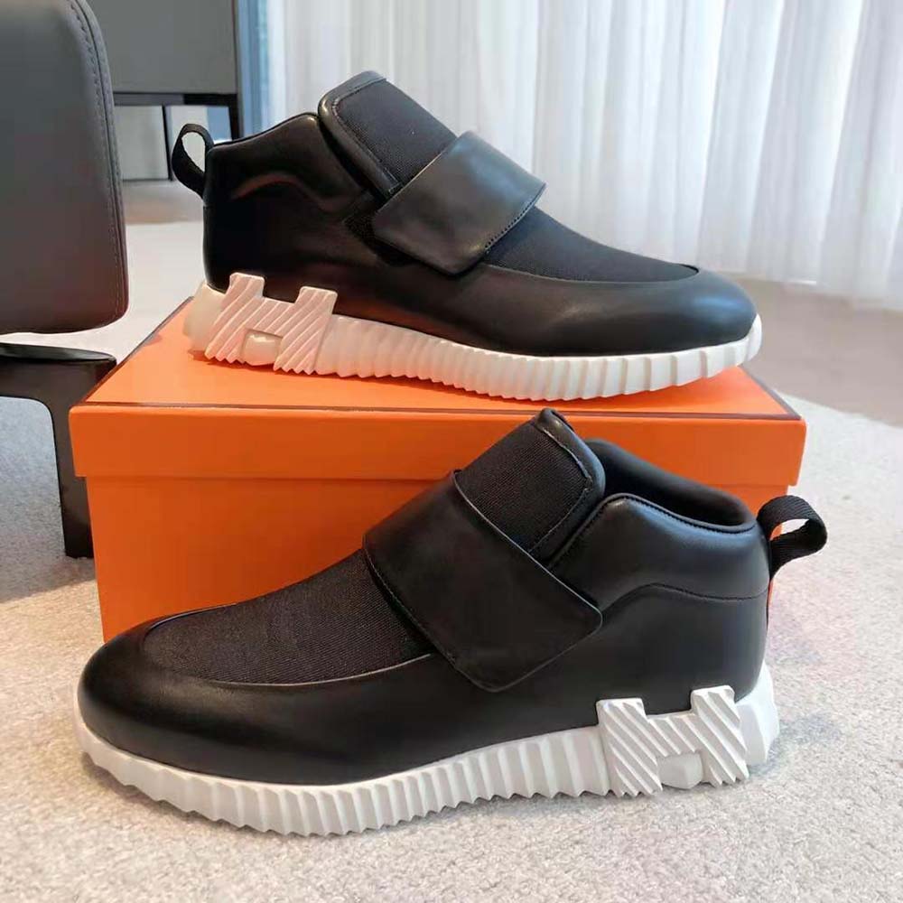 Hermes Men H Sneaker in Stretch Canvas and Calfskin-Black - image 6