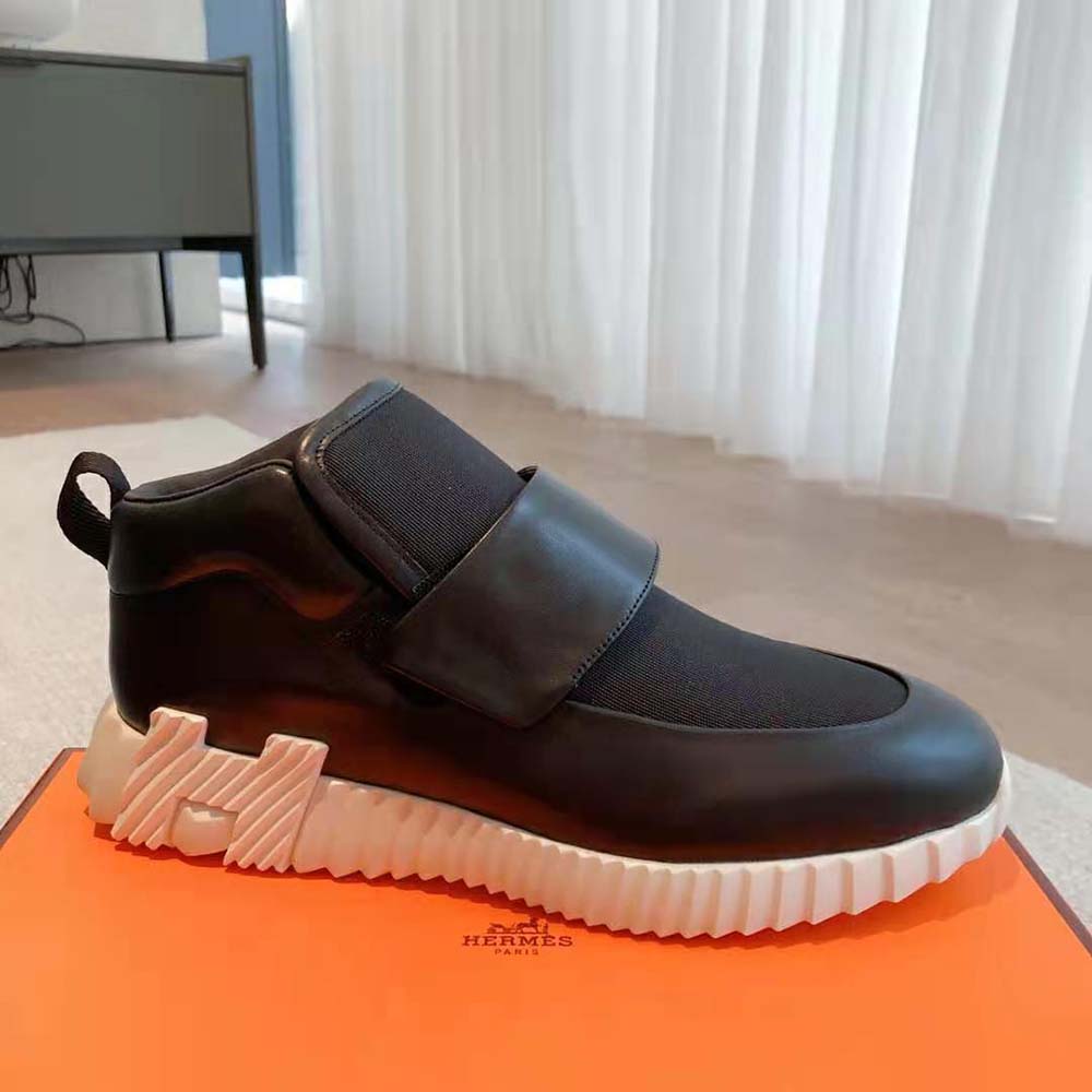 Hermes Men H Sneaker in Stretch Canvas and Calfskin-Black - image 5