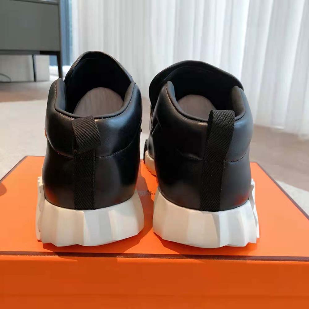 Hermes Men H Sneaker in Stretch Canvas and Calfskin-Black - image 8
