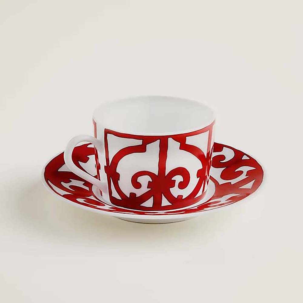 Side view of Hermes Unisex Balcon Du Guadalquivir Tea Cup and Saucer
