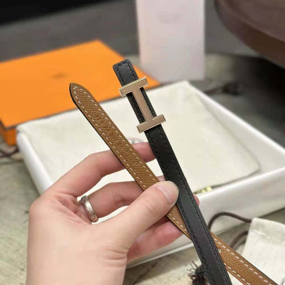 Hermes Women Focus Belt Buckle & Reversible Leather Strap 13 mm-Gold/Black - image 5