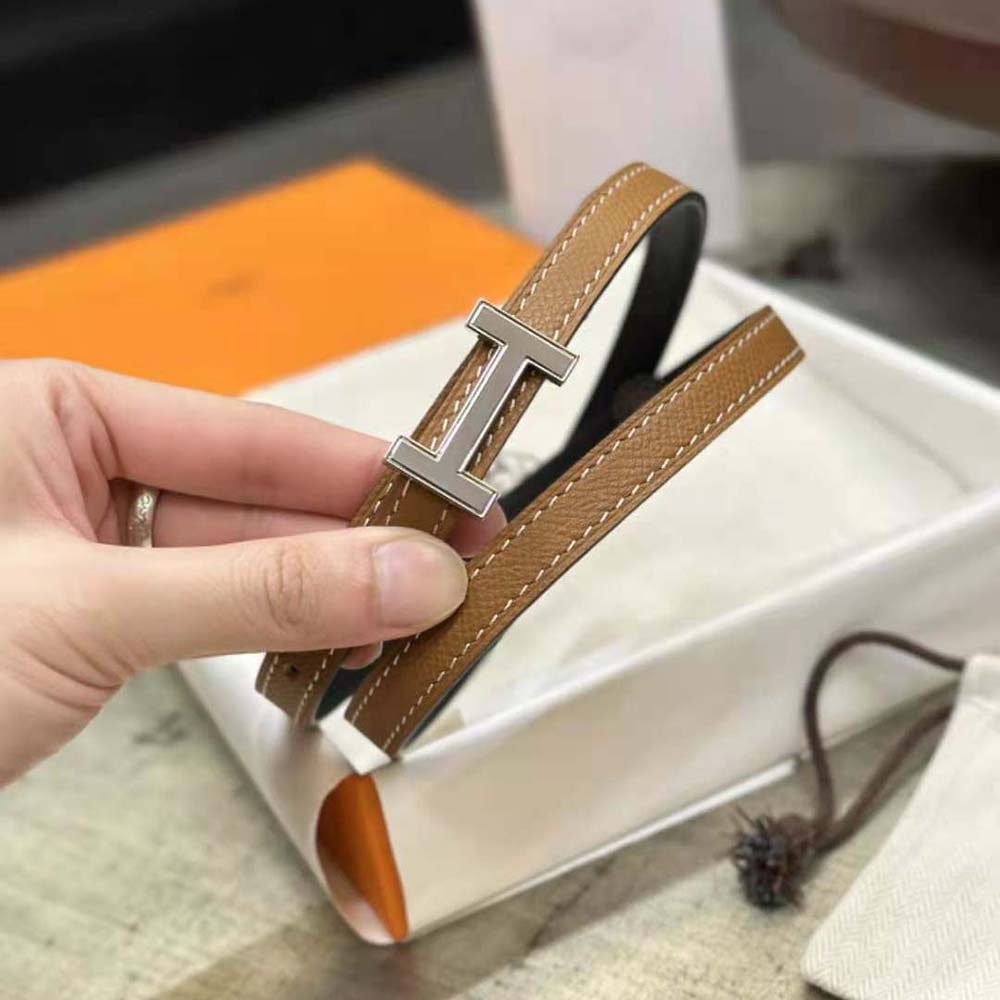 Hermes Women Focus Belt Buckle & Reversible Leather Strap 13 mm-Silver/Black - image 4