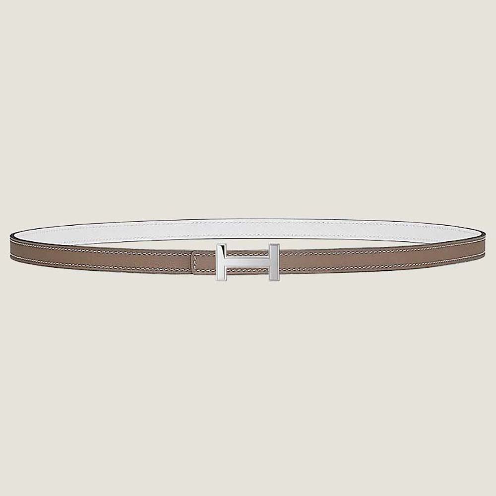 Front view of Hermes Women Focus Belt Buckle & Reversible Leather Strap silver buckle