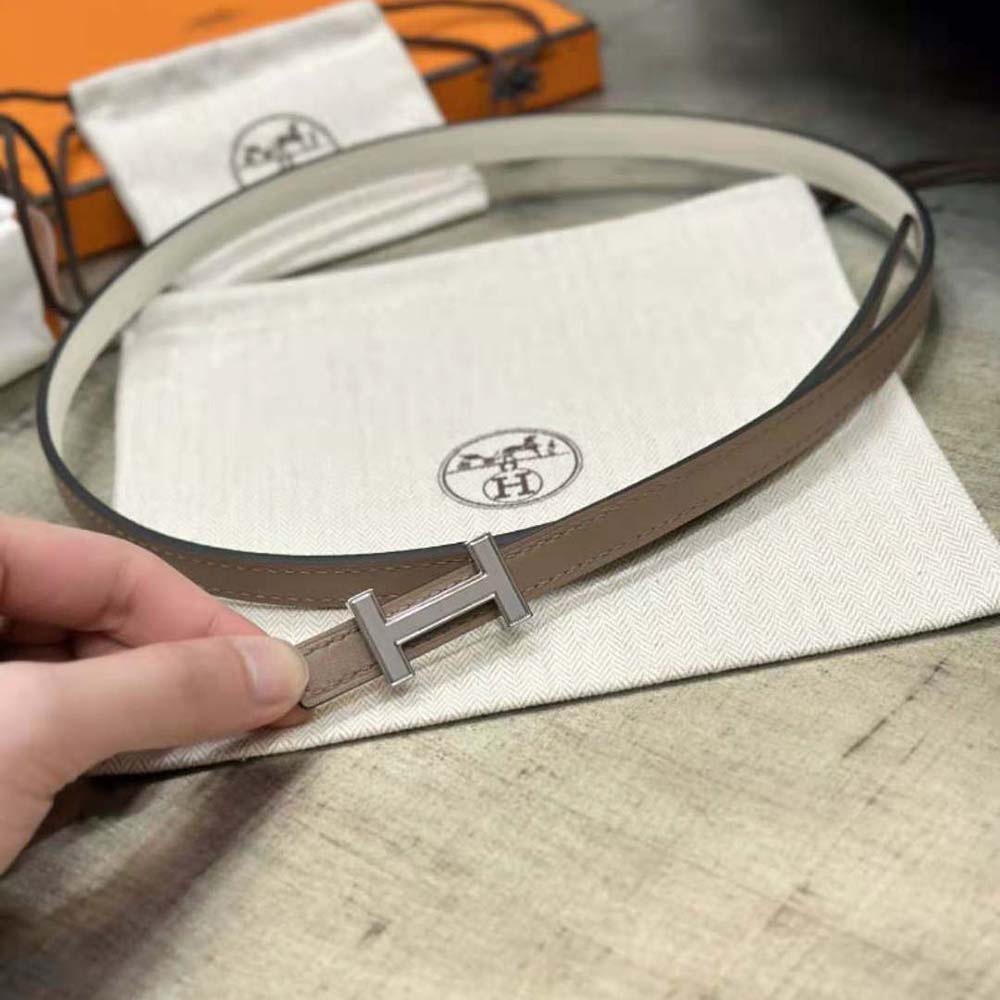 Hermes Women Focus Belt Buckle & Reversible Leather Strap 13 mm-Silver/Brown - image 6
