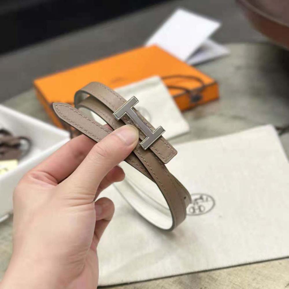 Hermes Women Focus Belt Buckle & Reversible Leather Strap 13 mm-Silver/Brown - image 5