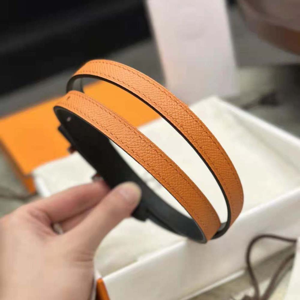 Hermes Women Focus Belt Buckle & Reversible Leather Strap 13 mm-Silver/Orange - image 5
