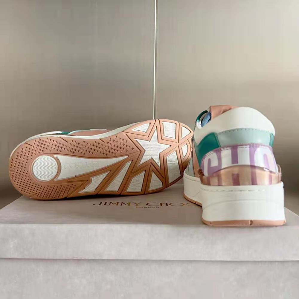 Jimmy Choo Women Florent/F Powder Pink and Pastel Mix Leather Trainers - image 10