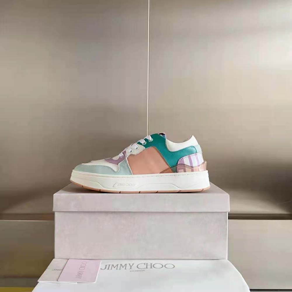Jimmy Choo Women Florent/F Powder Pink and Pastel Mix Leather Trainers - image 6