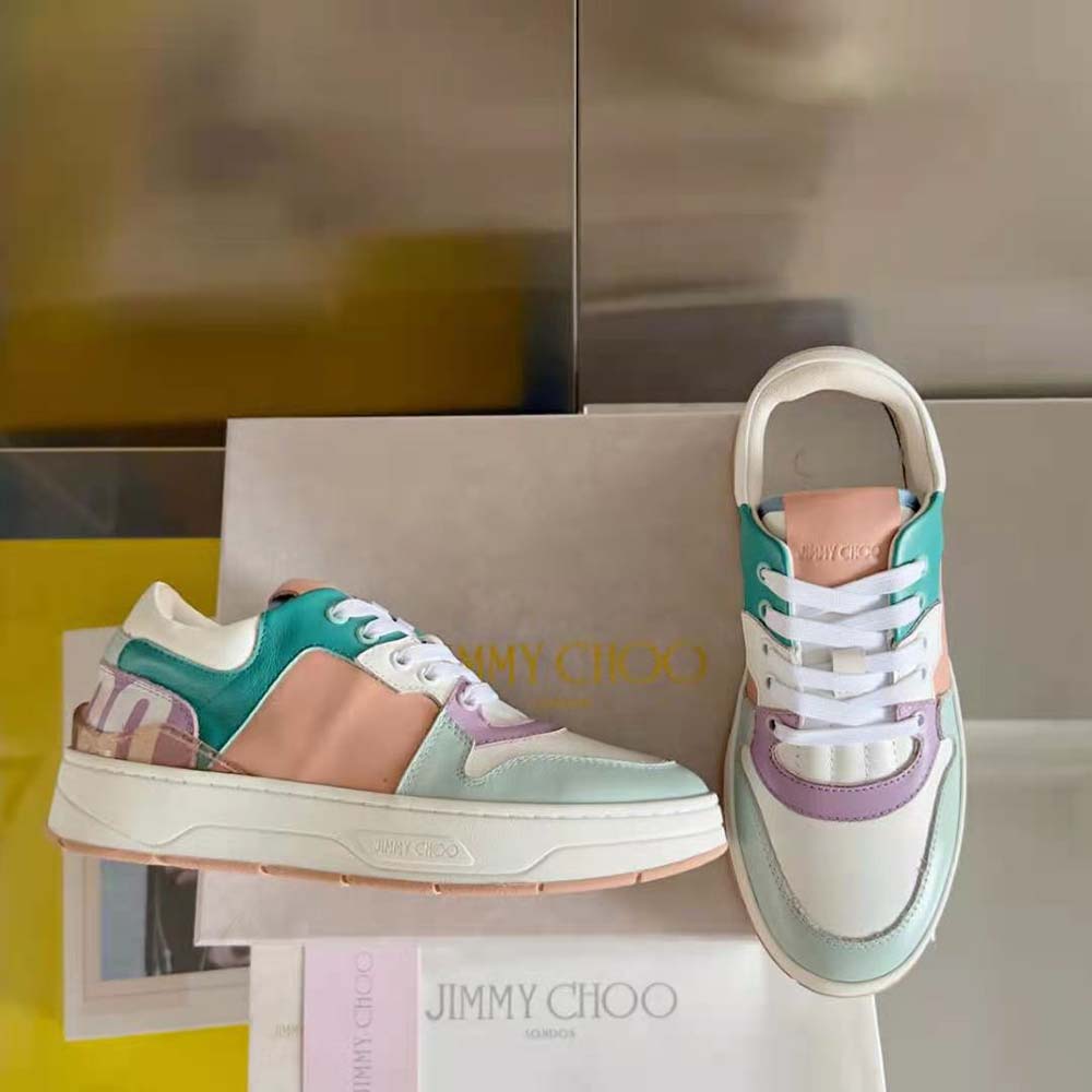 Jimmy Choo Women Florent/F Powder Pink and Pastel Mix Leather Trainers - image 5