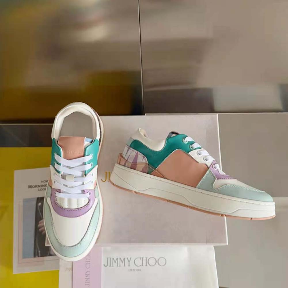 Jimmy Choo Women Florent/F Powder Pink and Pastel Mix Leather Trainers - image 4