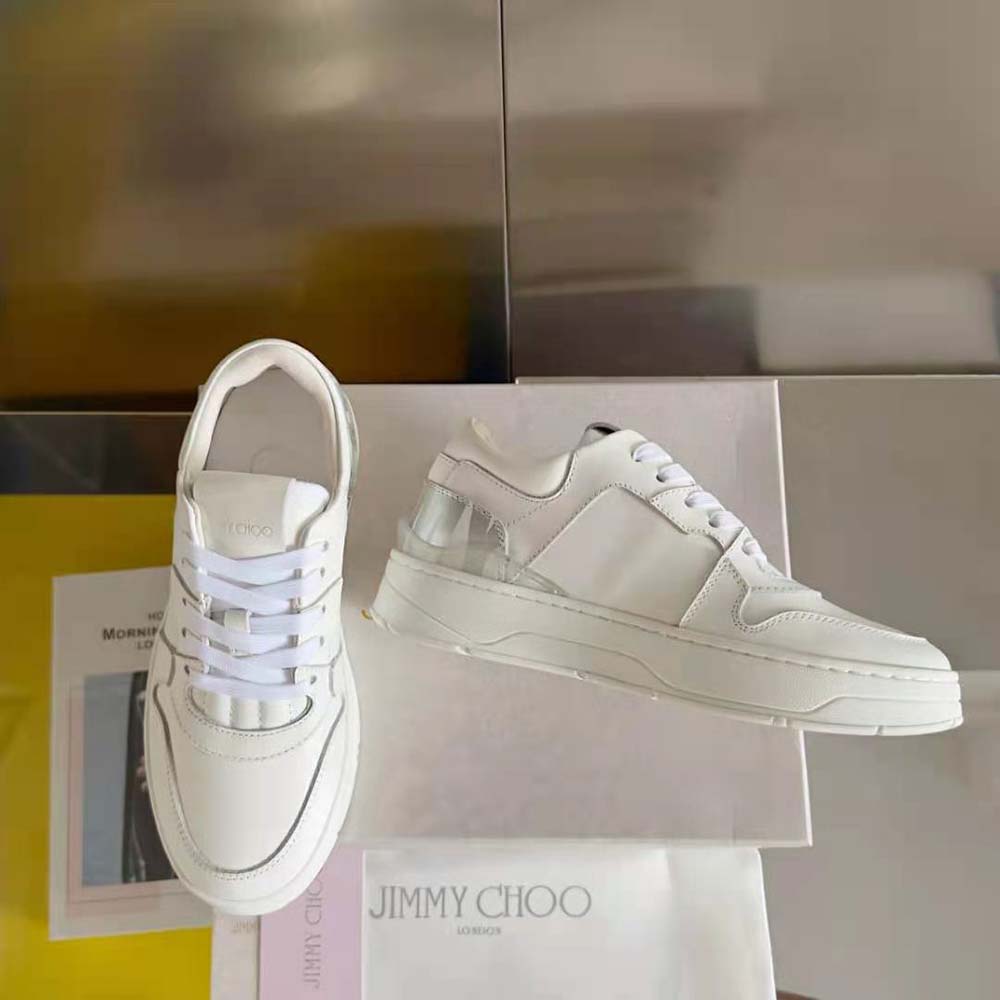 Jimmy Choo Women Florent/F White and Peacock Mix Leather Trainers - image 4