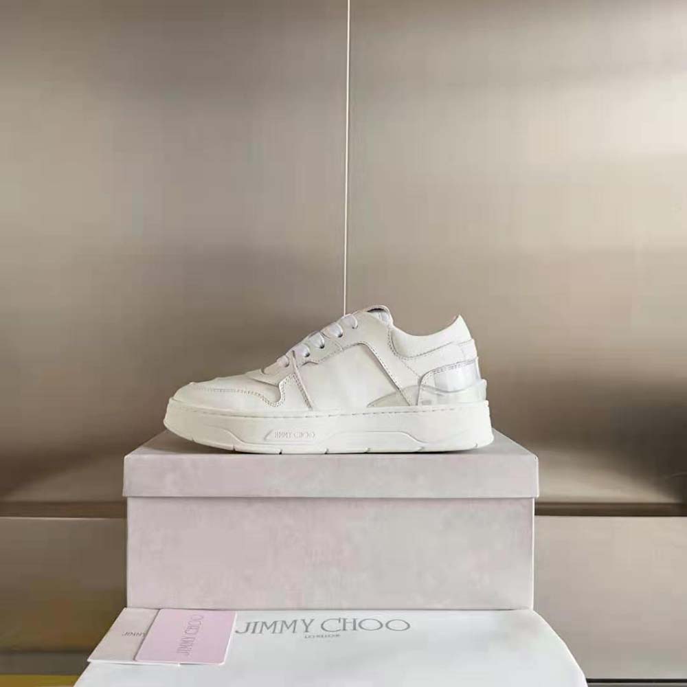 Jimmy Choo Women Florent/F White and Peacock Mix Leather Trainers - image 6