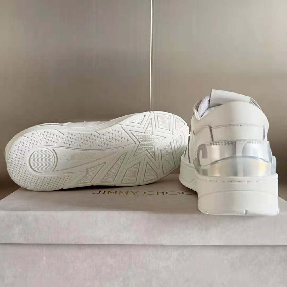 Jimmy Choo Women Florent/F White and Peacock Mix Leather Trainers - image 10