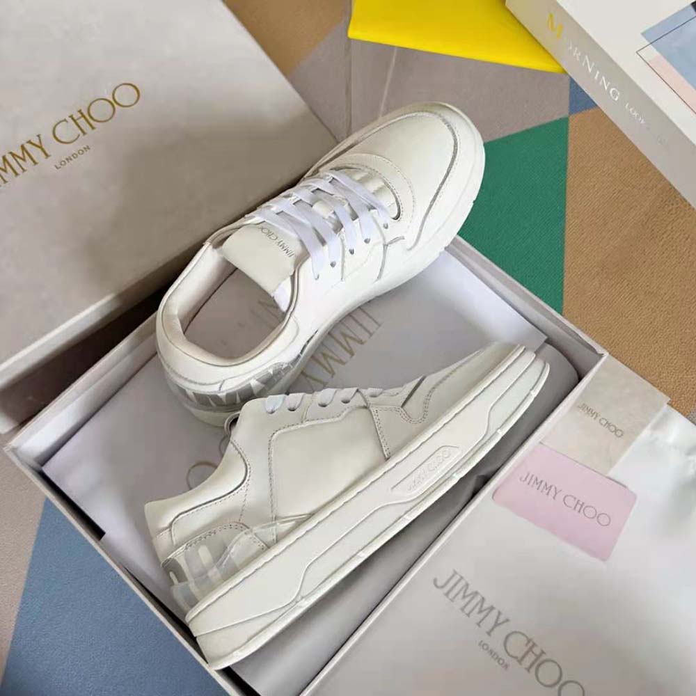 Jimmy Choo Women Florent/F White and Peacock Mix Leather Trainers - image 7