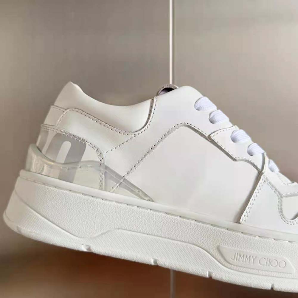 Jimmy Choo Women Florent/F White and Peacock Mix Leather Trainers - image 9