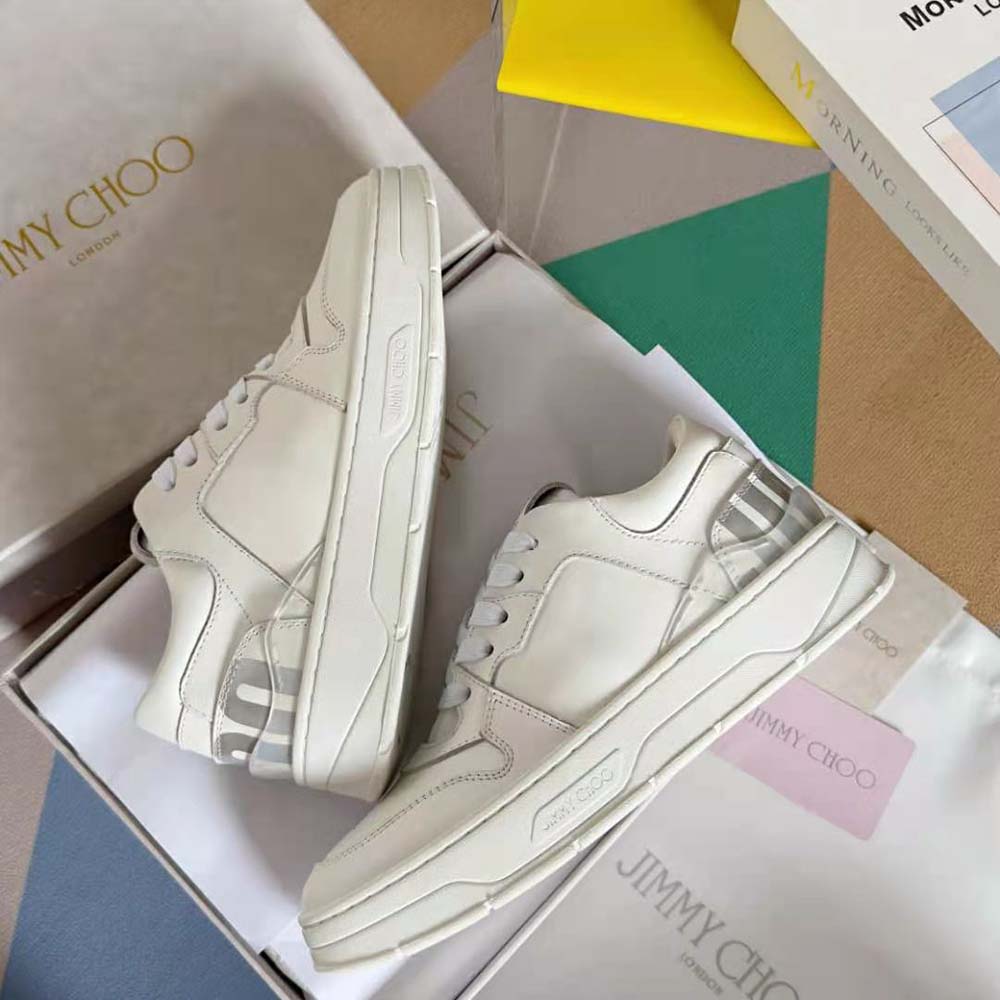 Jimmy Choo Women Florent/F White and Peacock Mix Leather Trainers - image 8