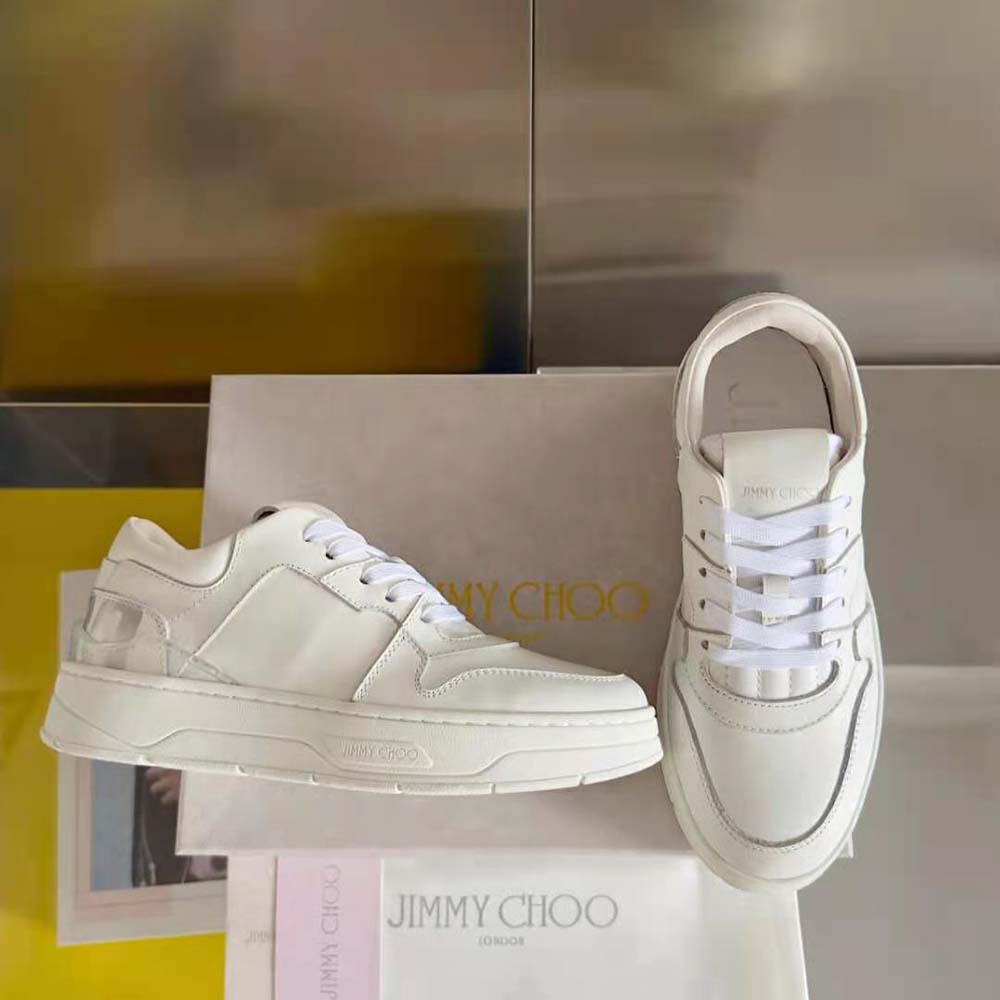 Jimmy Choo Women Florent/F White and Peacock Mix Leather Trainers - image 5