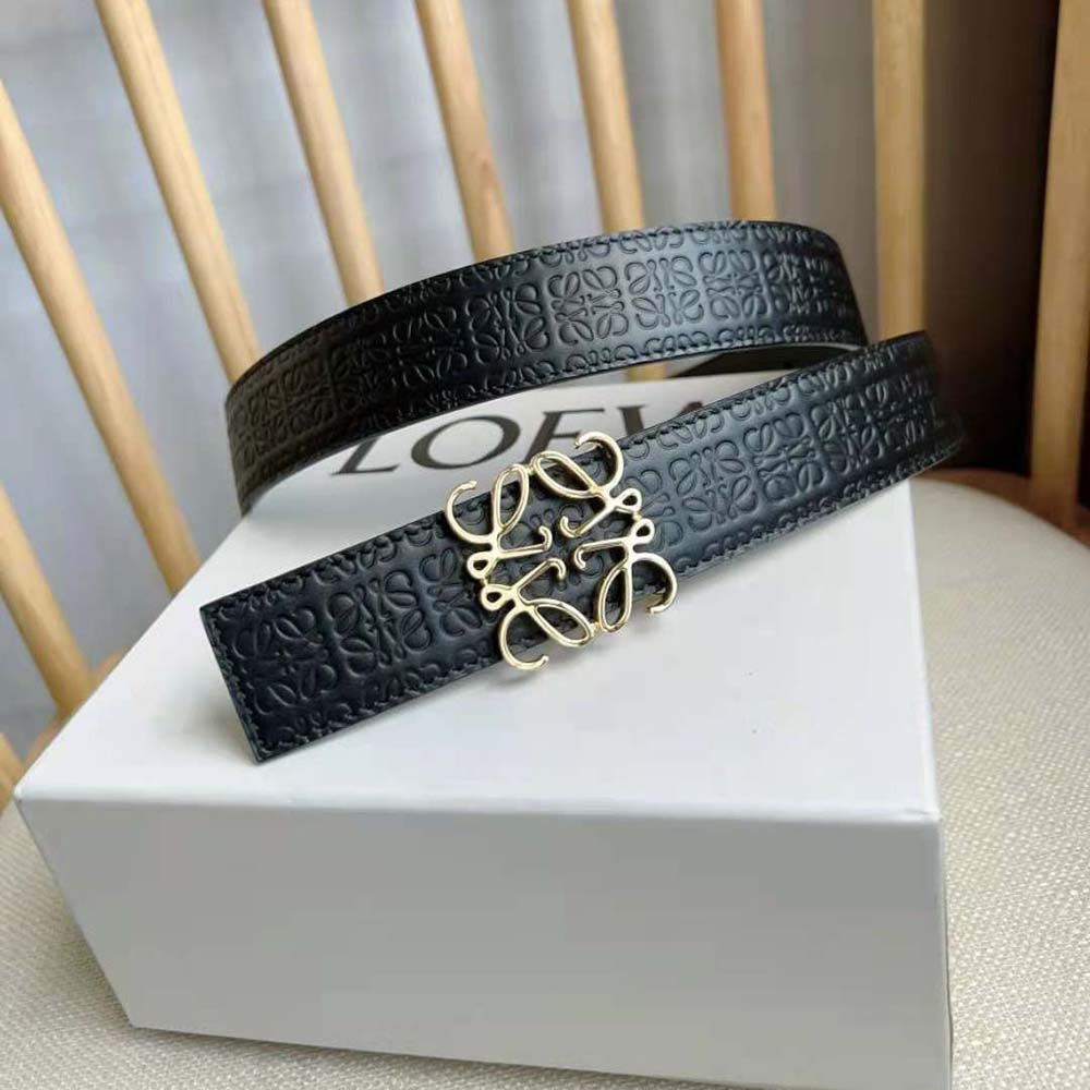 Loewe Unisex Reversible Repeat Belt in Silk Calfskin-Black - image 4