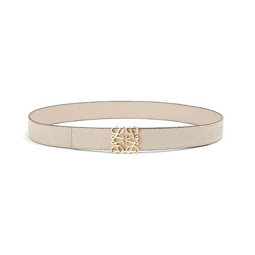 Front view of Loewe Unisex Reversible Repeat Belt in Silk Calfskin-White