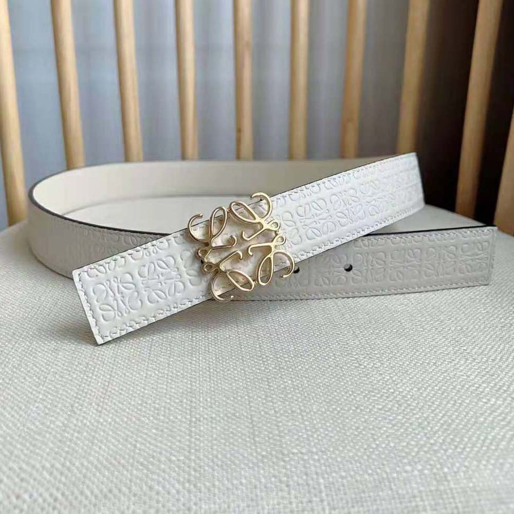 Loewe Unisex Reversible Repeat Belt in Silk Calfskin-White - image 5