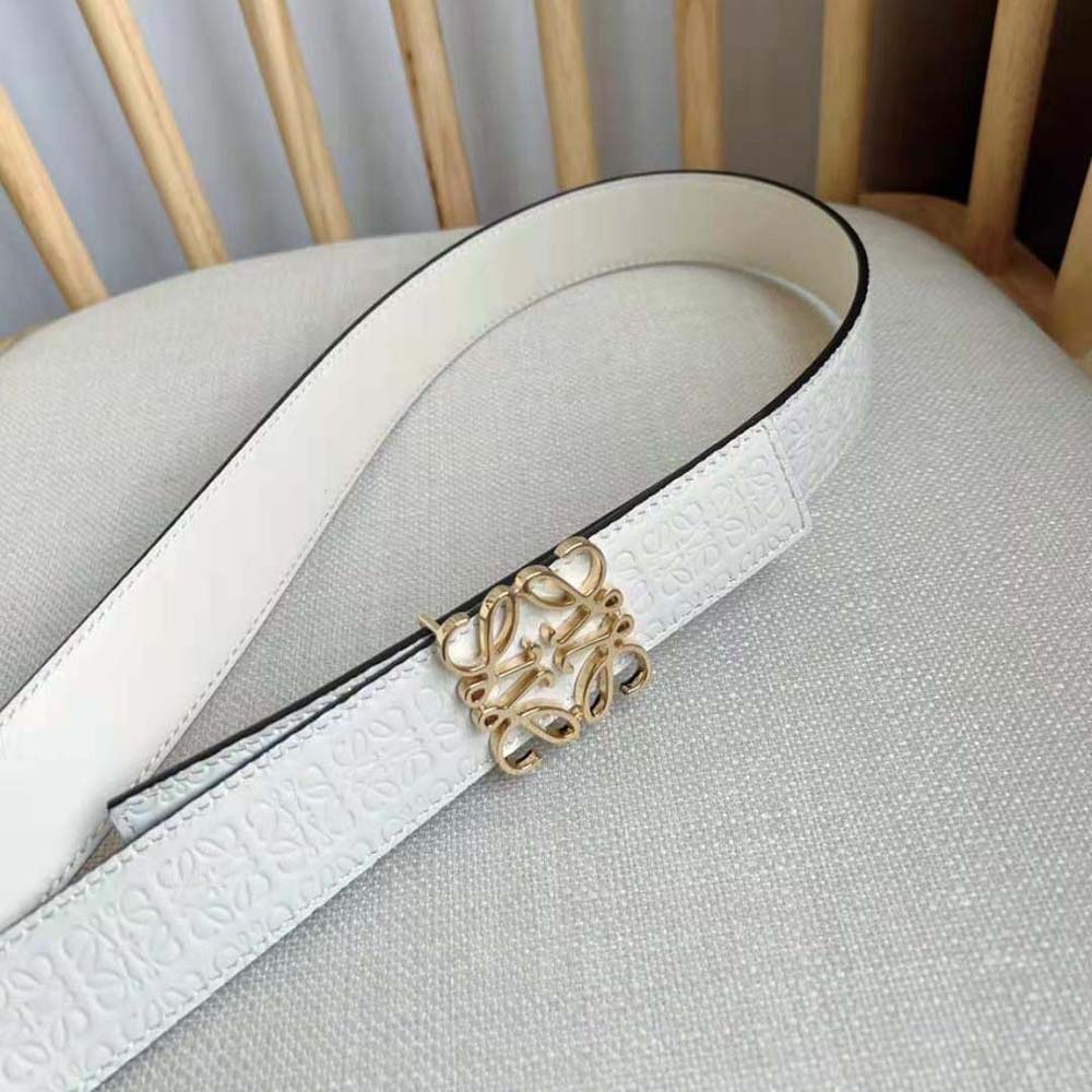 Loewe Unisex Reversible Repeat Belt in Silk Calfskin-White - image 7