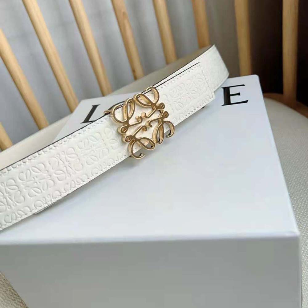 Loewe Unisex Reversible Repeat Belt in Silk Calfskin-White - image 8