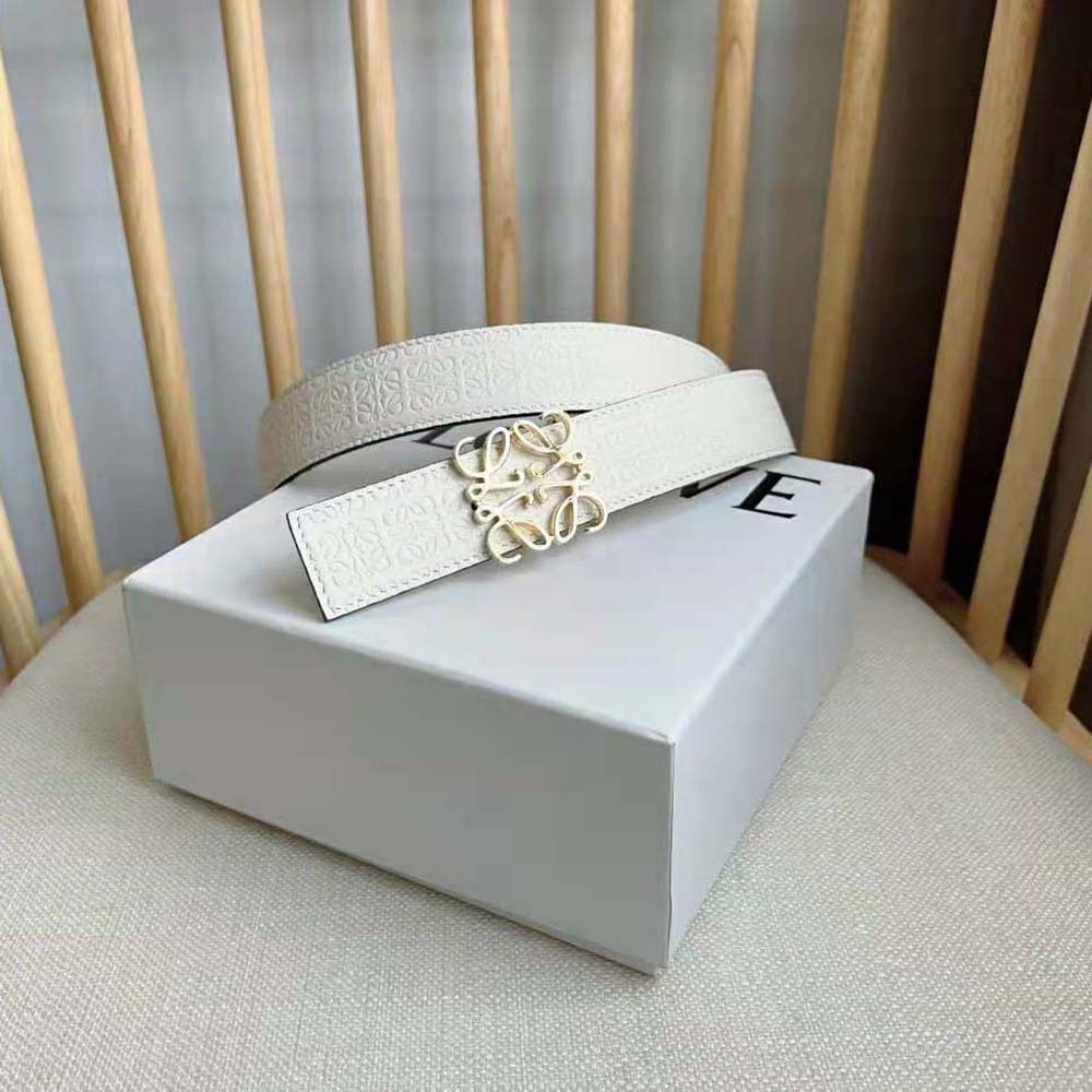 Loewe Unisex Reversible Repeat Belt in Silk Calfskin-White - image 4