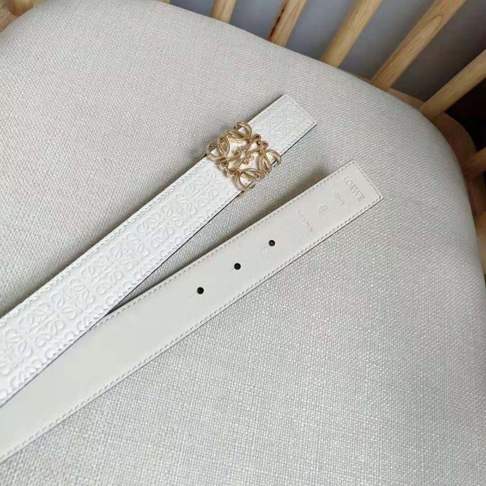 Loewe Unisex Reversible Repeat Belt in Silk Calfskin-White - image 6