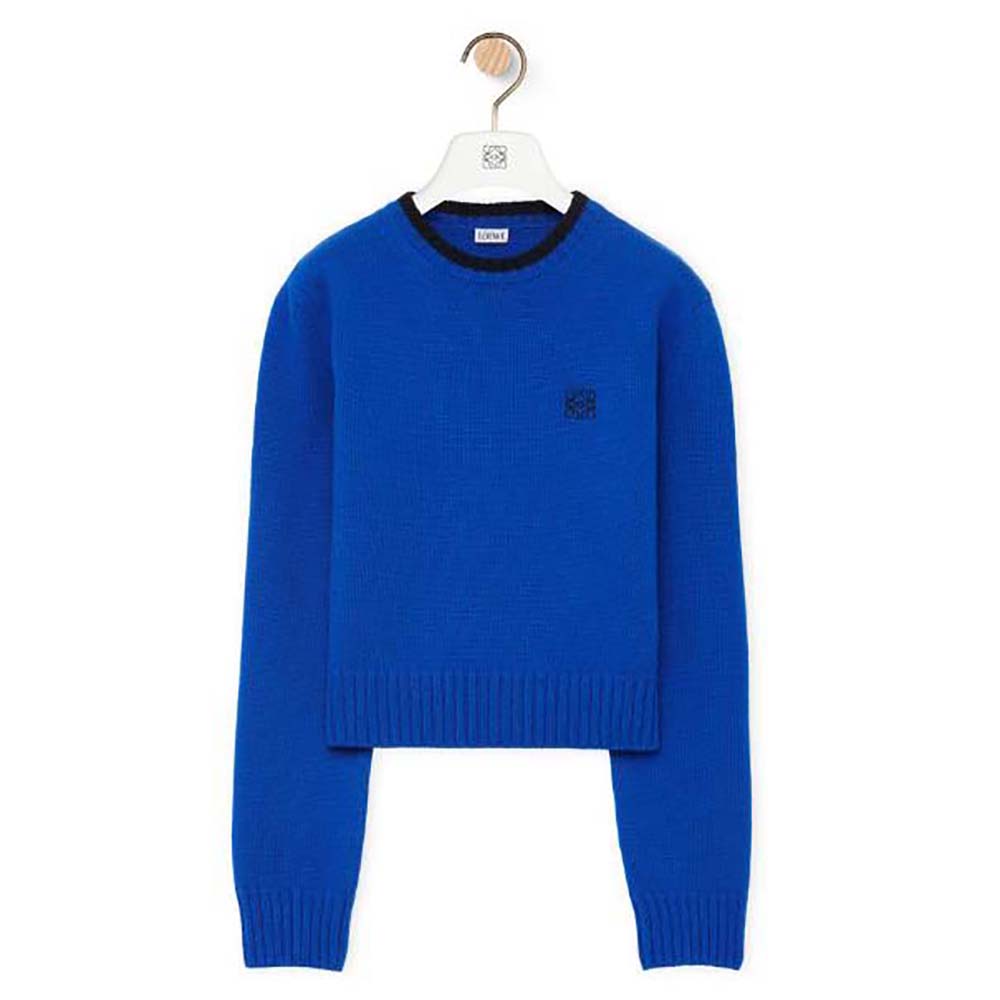 Front view of Loewe Women Sweater in Wool-Blue detail