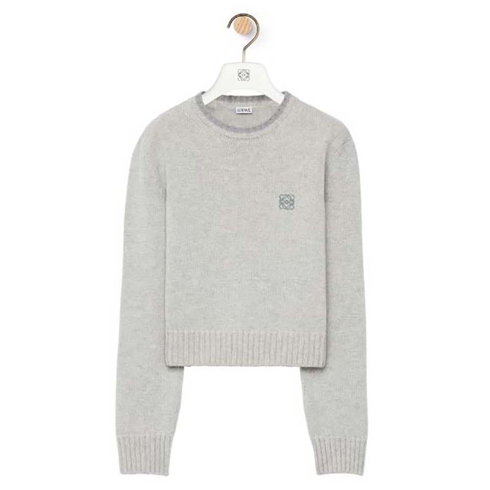 Front view of Loewe Men Sweater in Wool-Gray on mannequin