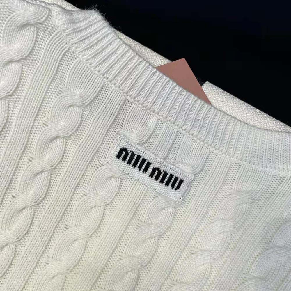 Miu Miu Women Cashmere Cardigan with Knit Logo Patch - image 7