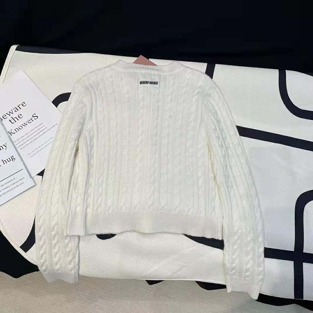 Miu Miu Women Cashmere Cardigan with Knit Logo Patch - image 4