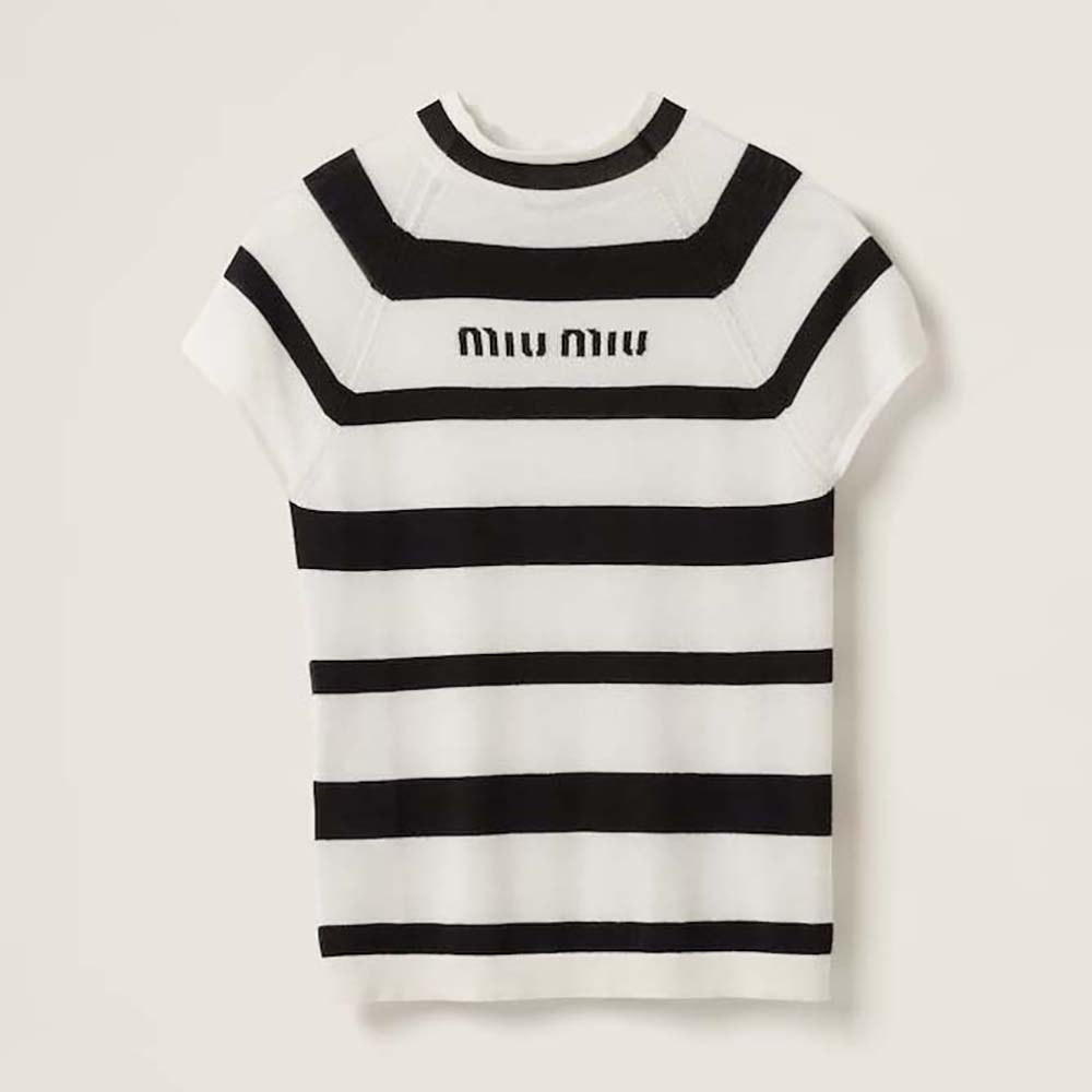 Front view of Miu Miu Women Cashmere and Silk Turtleneck Sweater in black