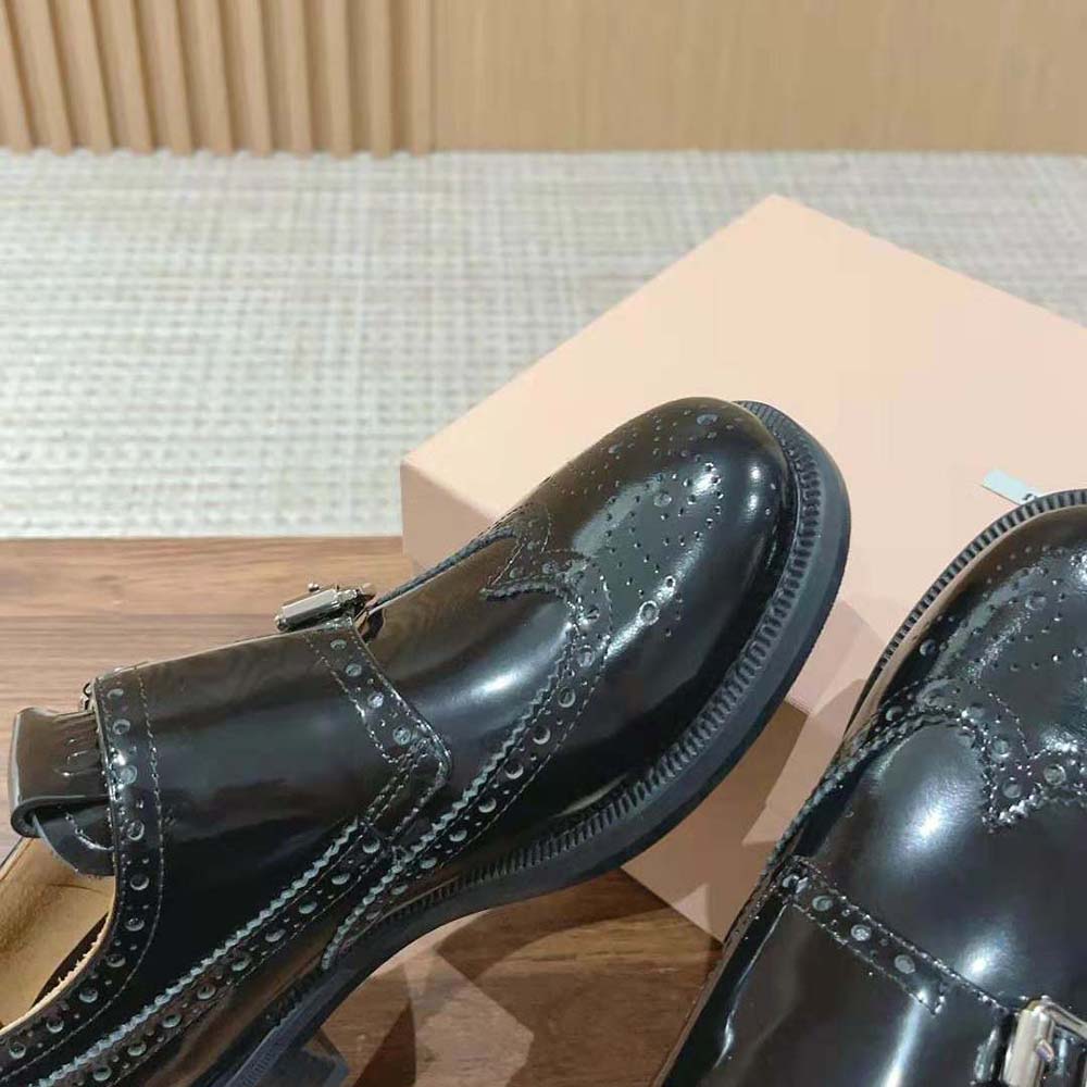 Miu Miu Women Church’s X Miu Miu Brushed Leather Double Monk Brogue Shoes - image 8