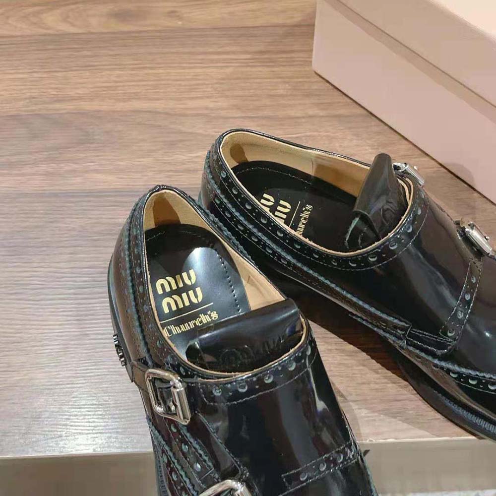 Miu Miu Women Church’s X Miu Miu Brushed Leather Double Monk Brogue Shoes - image 7