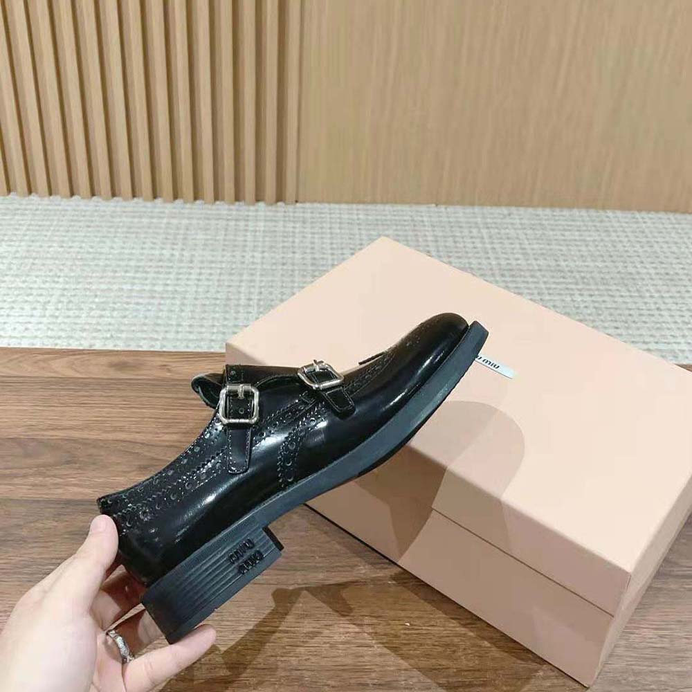 Miu Miu Women Church’s X Miu Miu Brushed Leather Double Monk Brogue Shoes - image 6