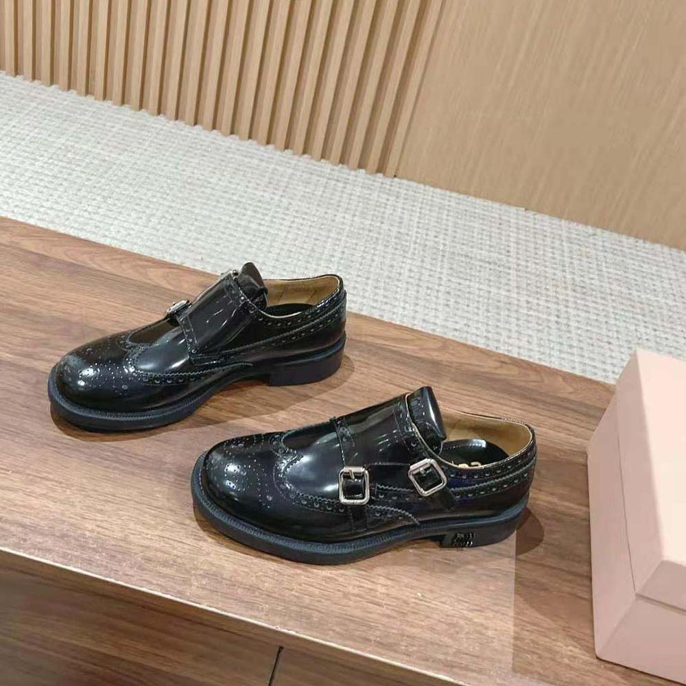 Miu Miu Women Church’s X Miu Miu Brushed Leather Double Monk Brogue Shoes - image 4
