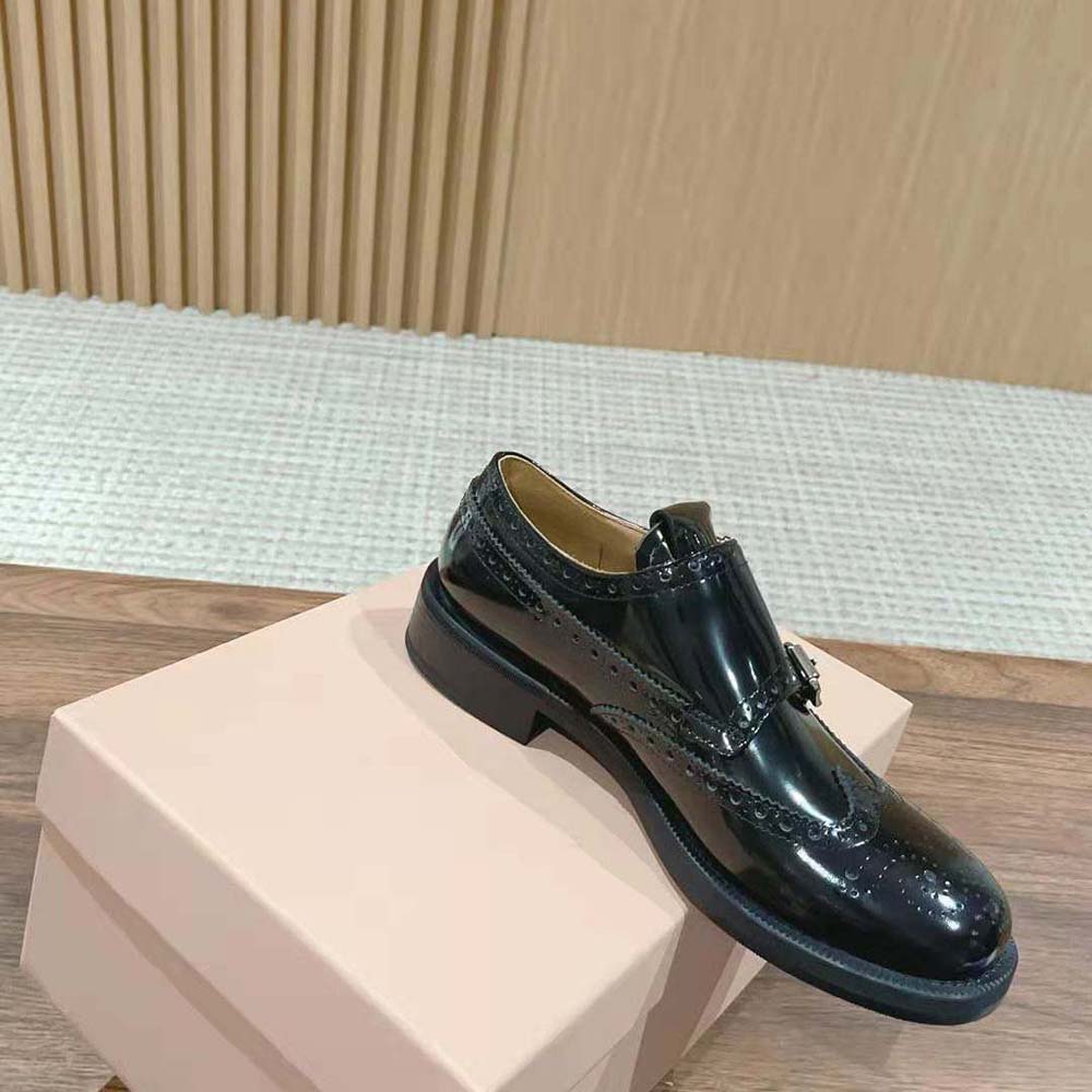 Miu Miu Women Church’s X Miu Miu Brushed Leather Double Monk Brogue Shoes - image 5