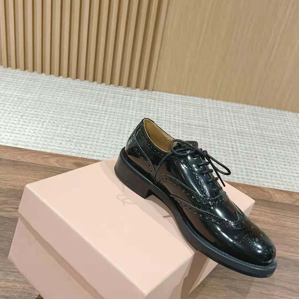 Miu Miu Women Church’s X Miu Miu Brushed Leather Oxford Brogue Shoes - image 5