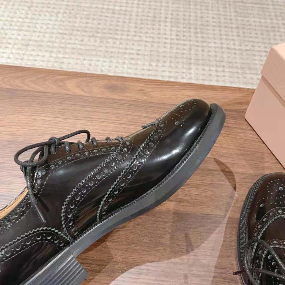 Miu Miu Women Church’s X Miu Miu Brushed Leather Oxford Brogue Shoes - image 7