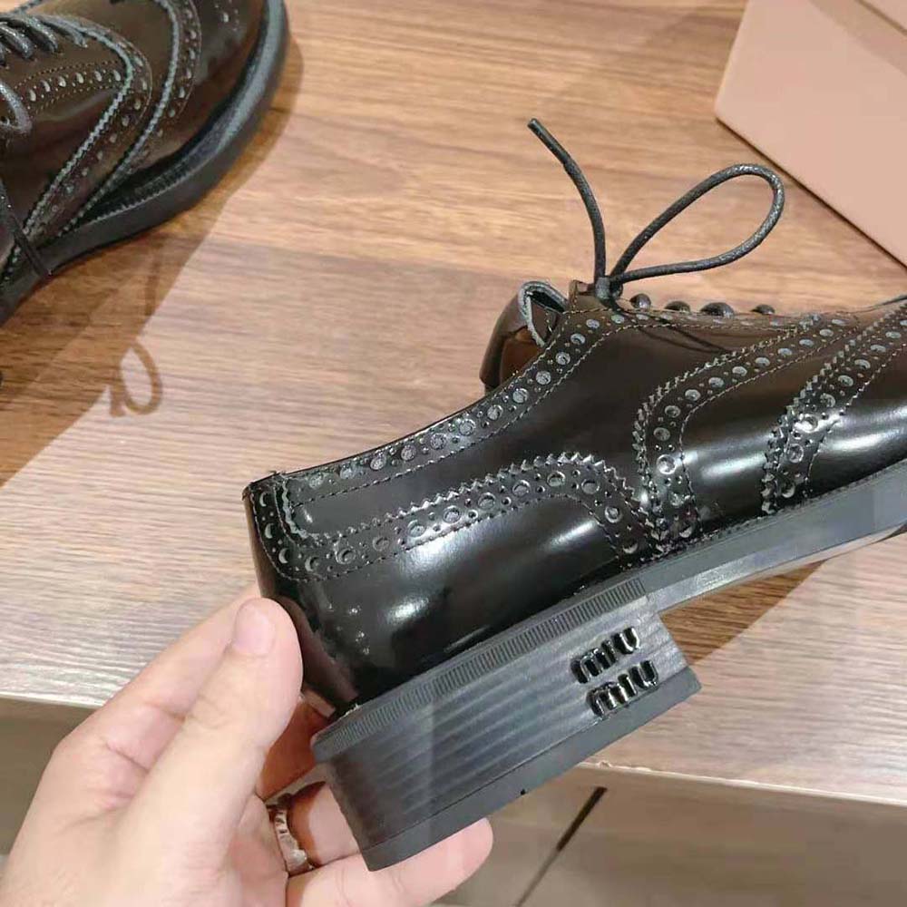 Miu Miu Women Church’s X Miu Miu Brushed Leather Oxford Brogue Shoes - image 9