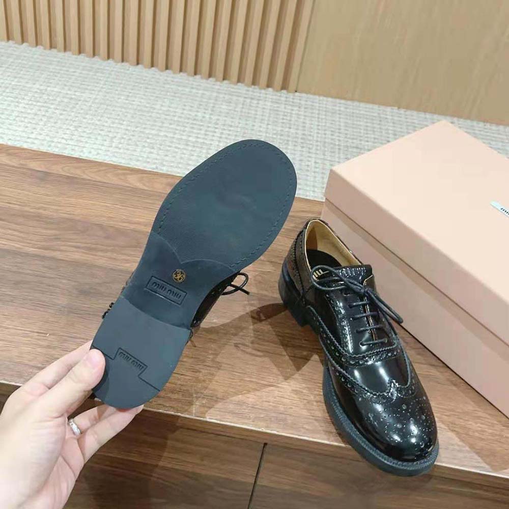 Miu Miu Women Church’s X Miu Miu Brushed Leather Oxford Brogue Shoes - image 10